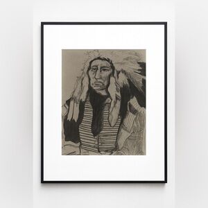 Native American Charcoal Portrait – Framed Artwork